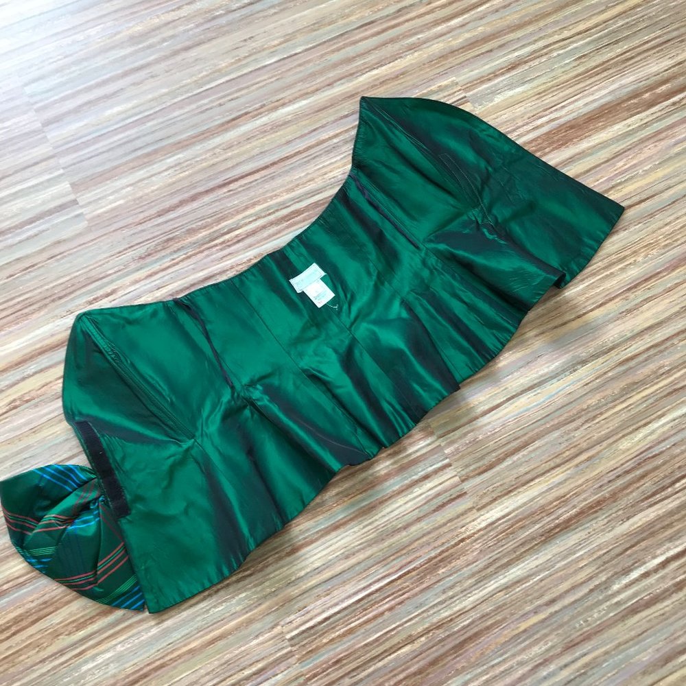 Pat McDonagh Iridescent Green Tartan Bustier Corset Top Vintage St Patrick's Day - Picture 6 of 11